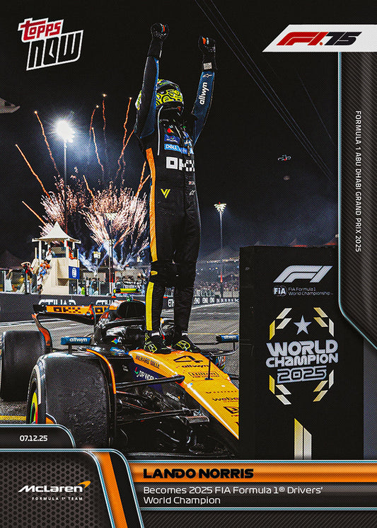 Lando Norris - 2025 Formula 1® Topps NOW® - Card 86 (Abu Dhabi WDC)